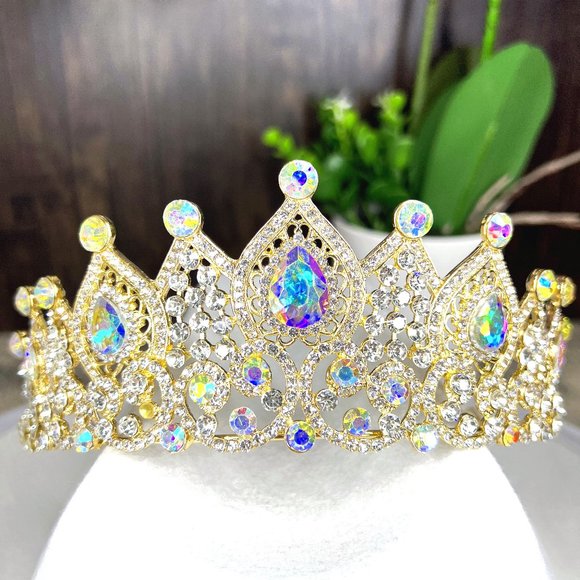 Accessories - Wedding Crystal Gold Crown Queen Tiara Bride Crowns for Women Princess Birthday